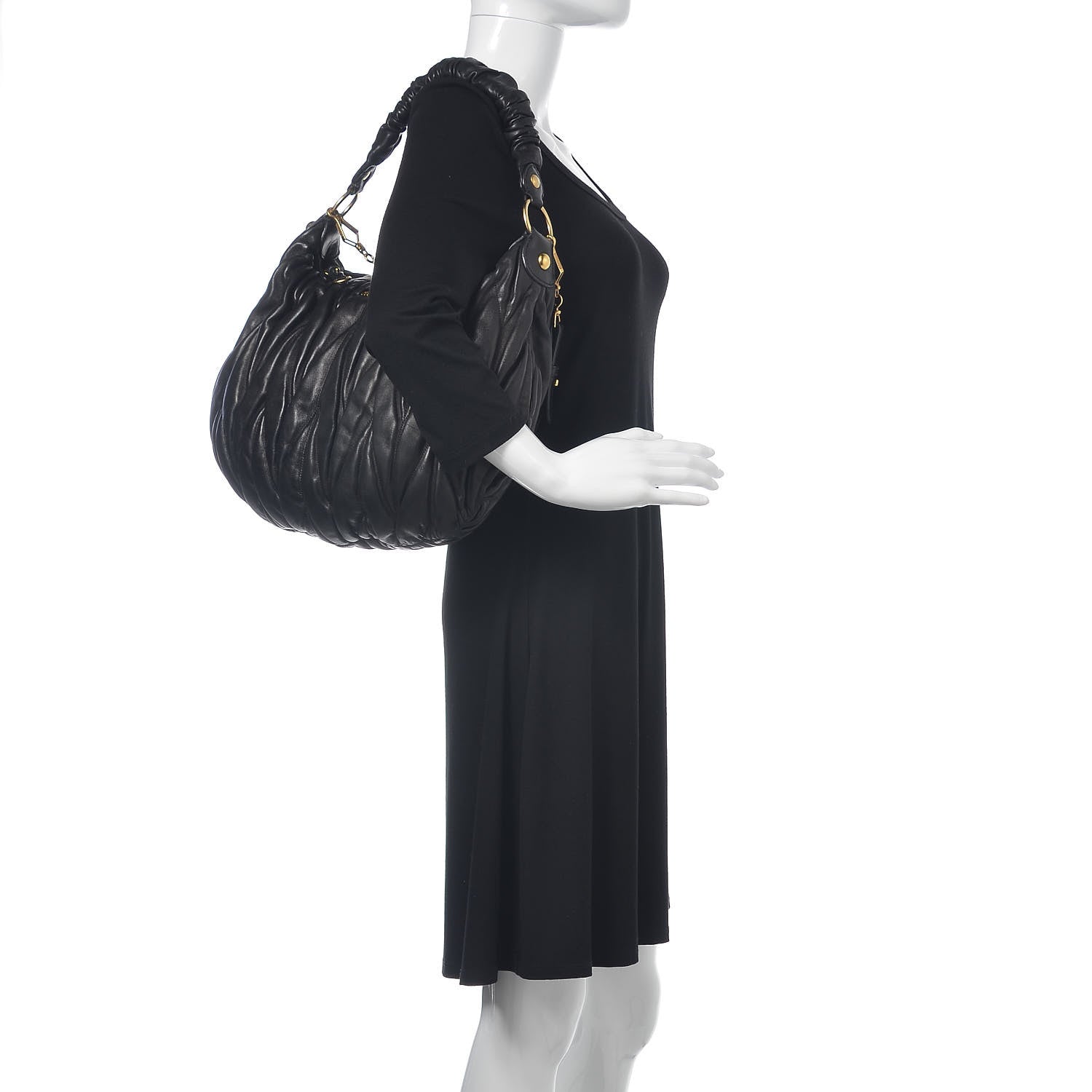 Miu Miu Nappa Matelasse Shoulder Bag Black 2 of 12