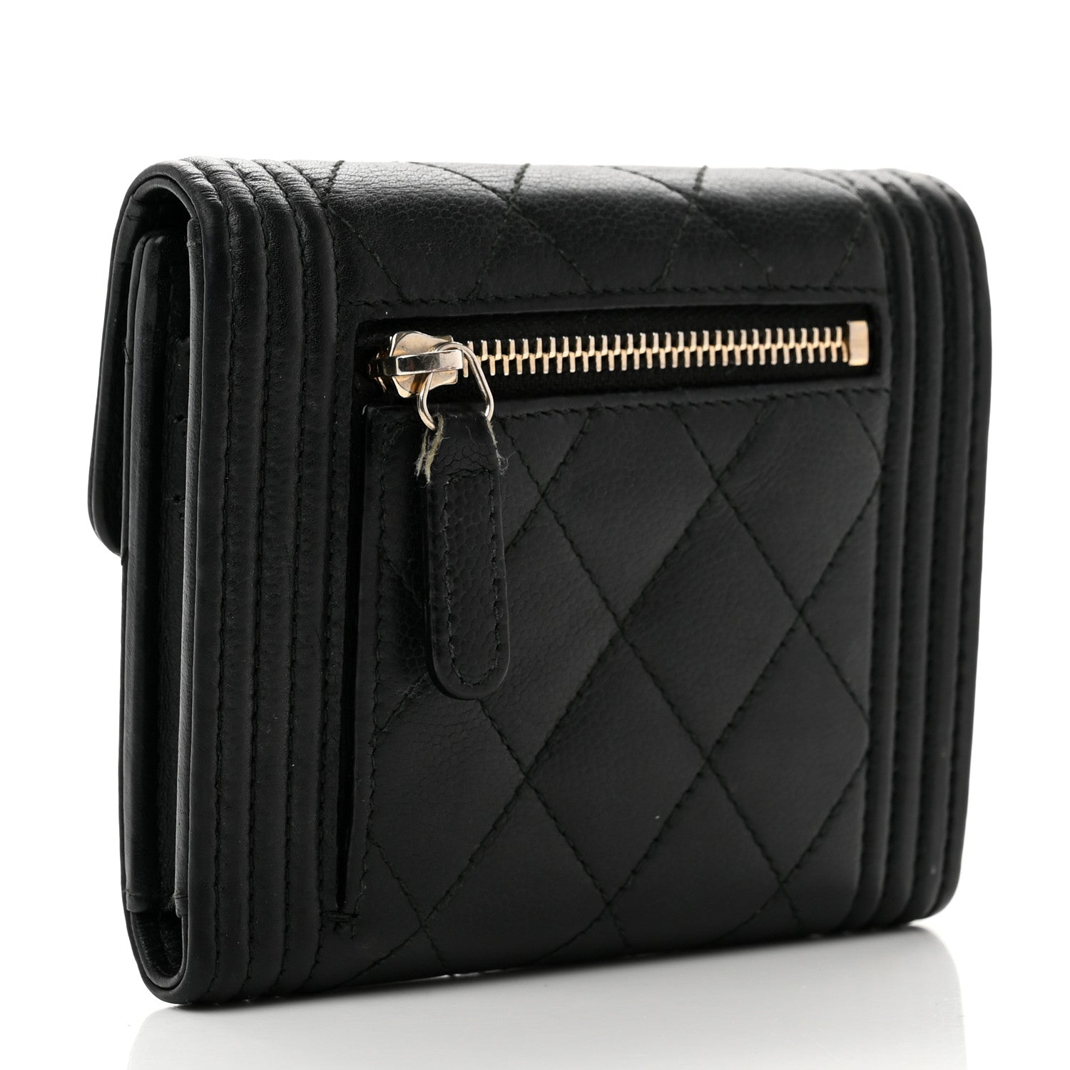 Chanel Caviar Quilted Compact Boy Wallet Black 3 of 9