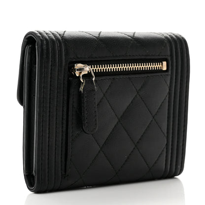 Chanel Caviar Quilted Compact Boy Wallet Black 3 of 9