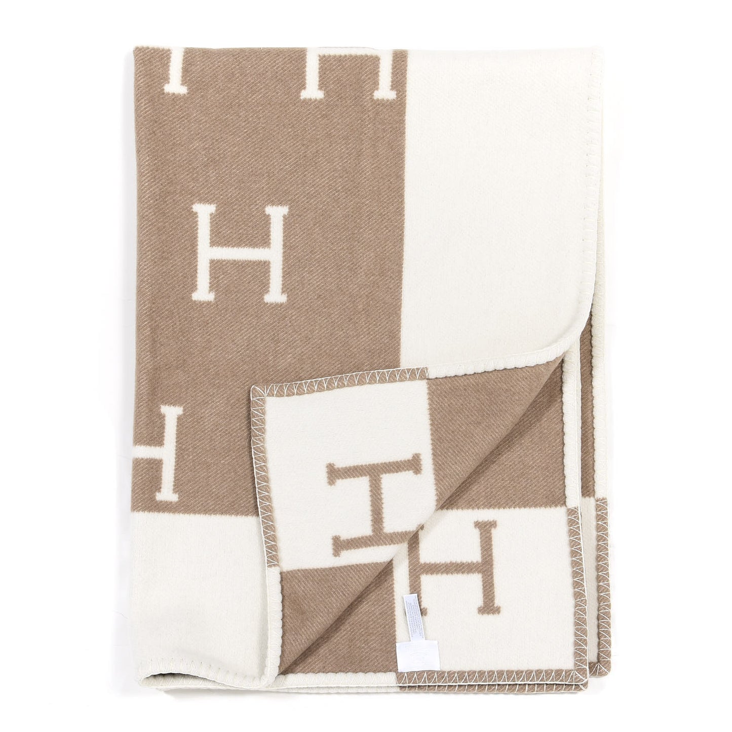 Wool Cashmere Avalon Baby Blanket Noisette Moyen White