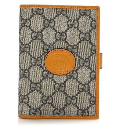 Gucci GG Supreme Monogram Textured Calfskin Retro Interlocking G Passport Case Beige Yellow 1 of 6