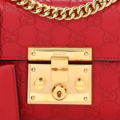 Gucci Guccissima Small Padlock Shoulder Bag Hibiscus Red 11 of 13