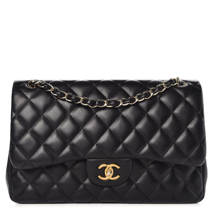 Chanel Lambskin Quilted Jumbo Double Flap Black 1 of 12