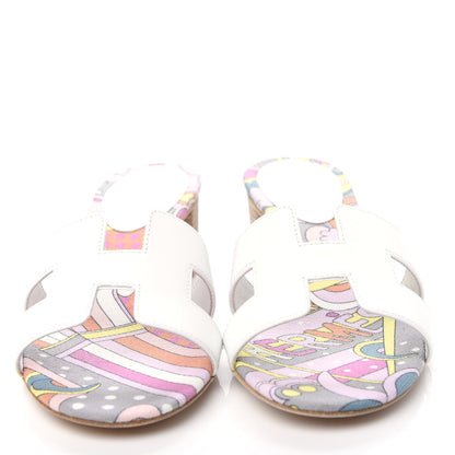 Hermes Box Calfskin Bois De Rose Oasis Sandals 37.5 White 5 of 11