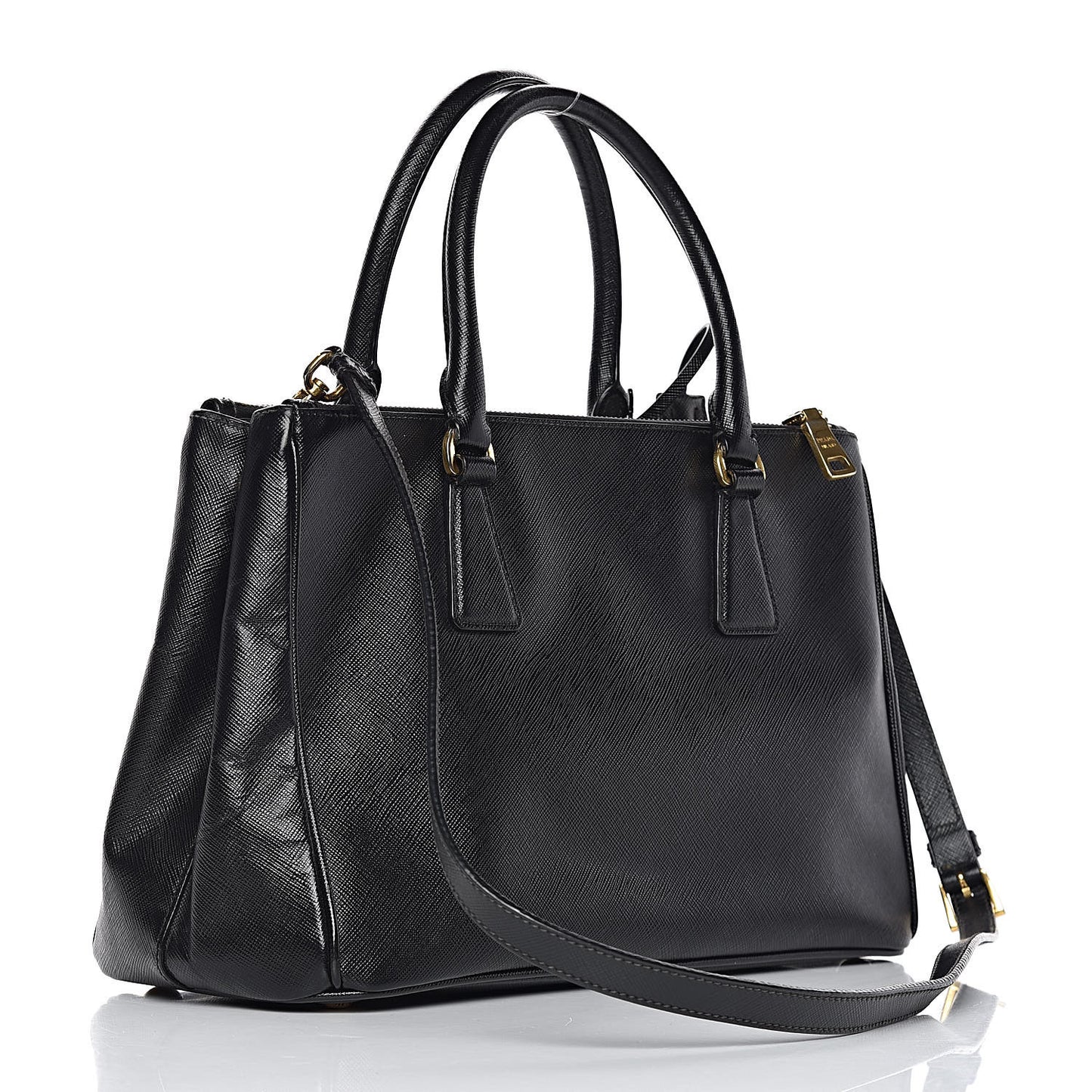 Saffiano Small Galleria Double Zip Tote Black