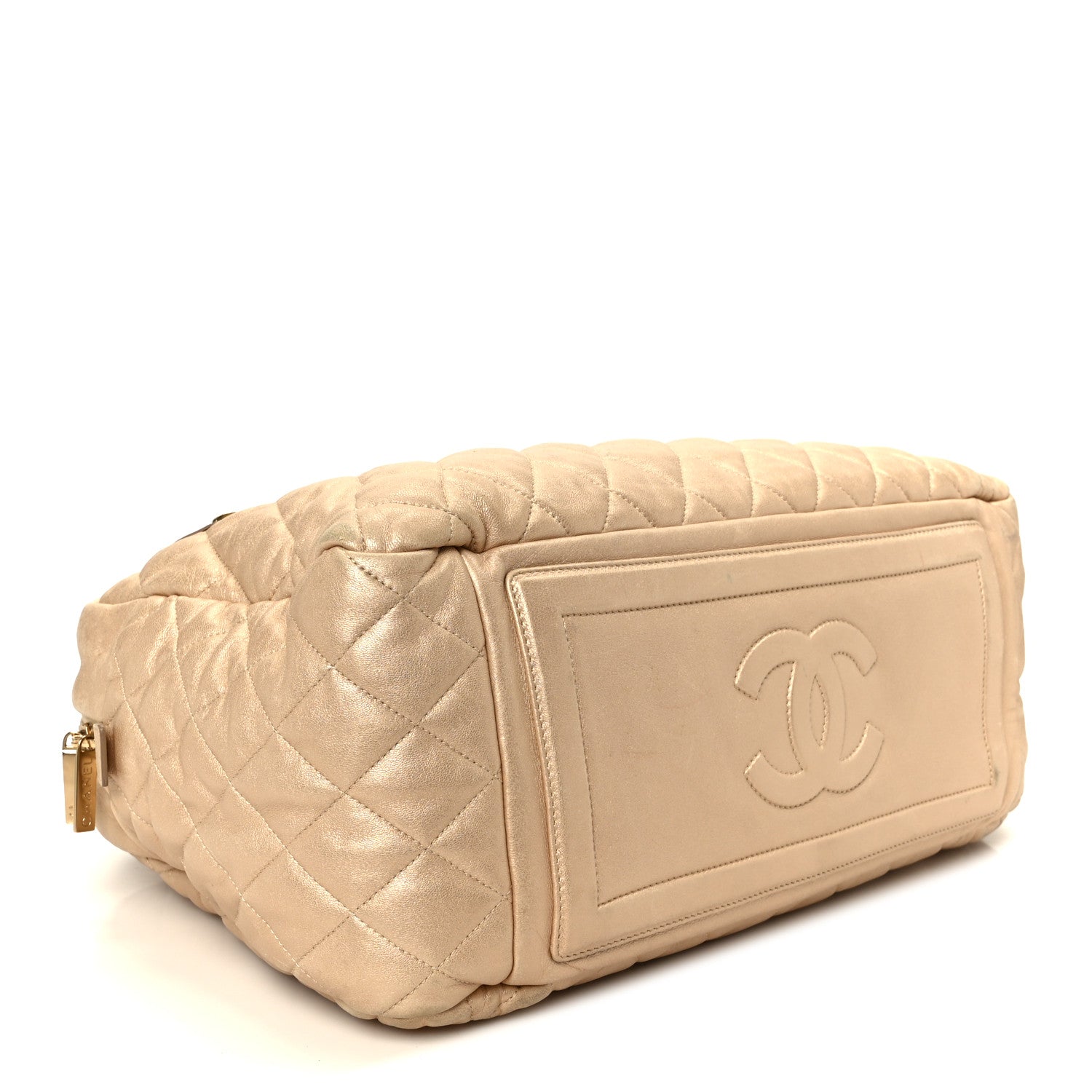 Chanel Metallic Lambskin Quilted Coco Cocoon Bowler Light Gold 4 of 11