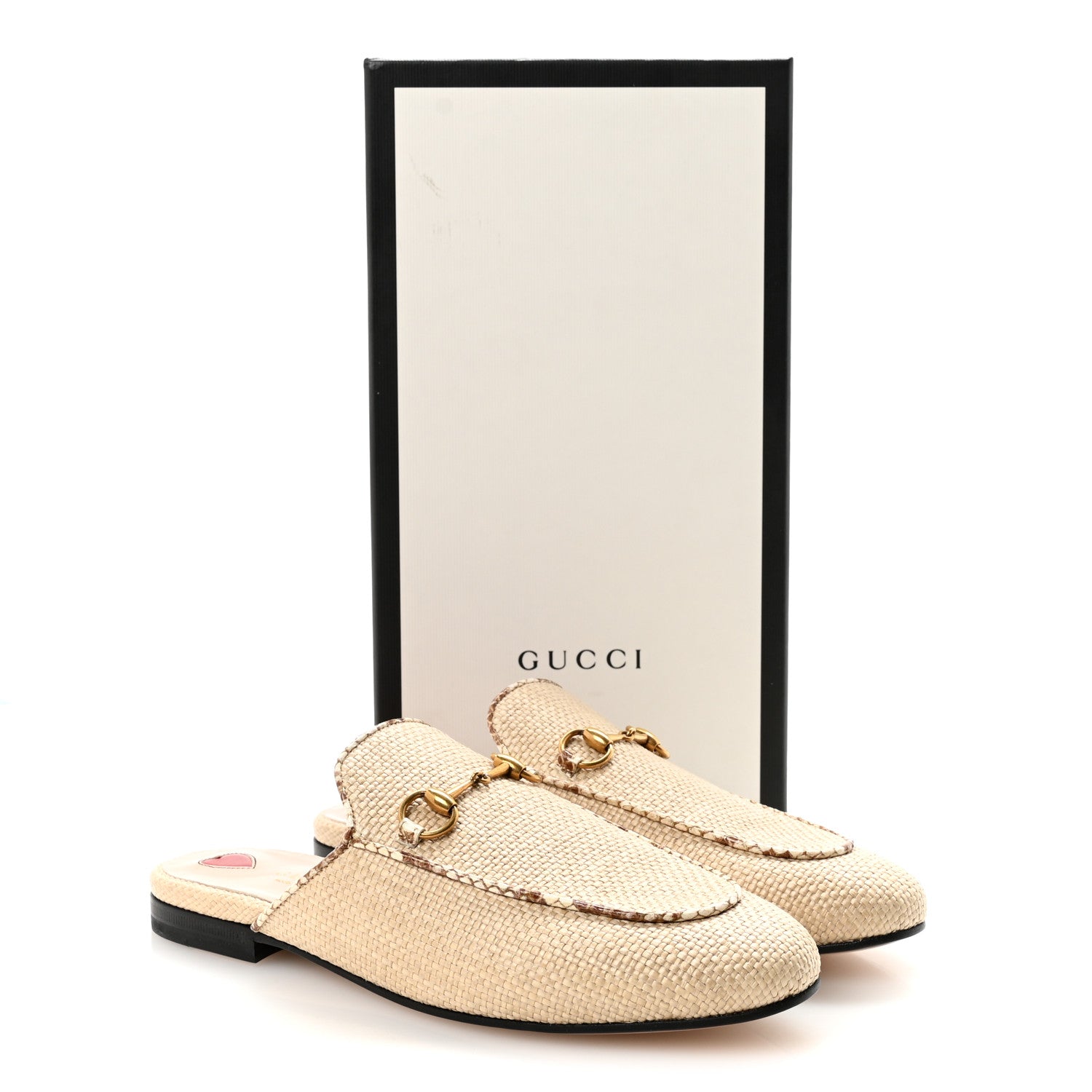 Gucci Straw Elaphe Womens Princetown Slippers 38 Natural Cream Brown 10 of 10