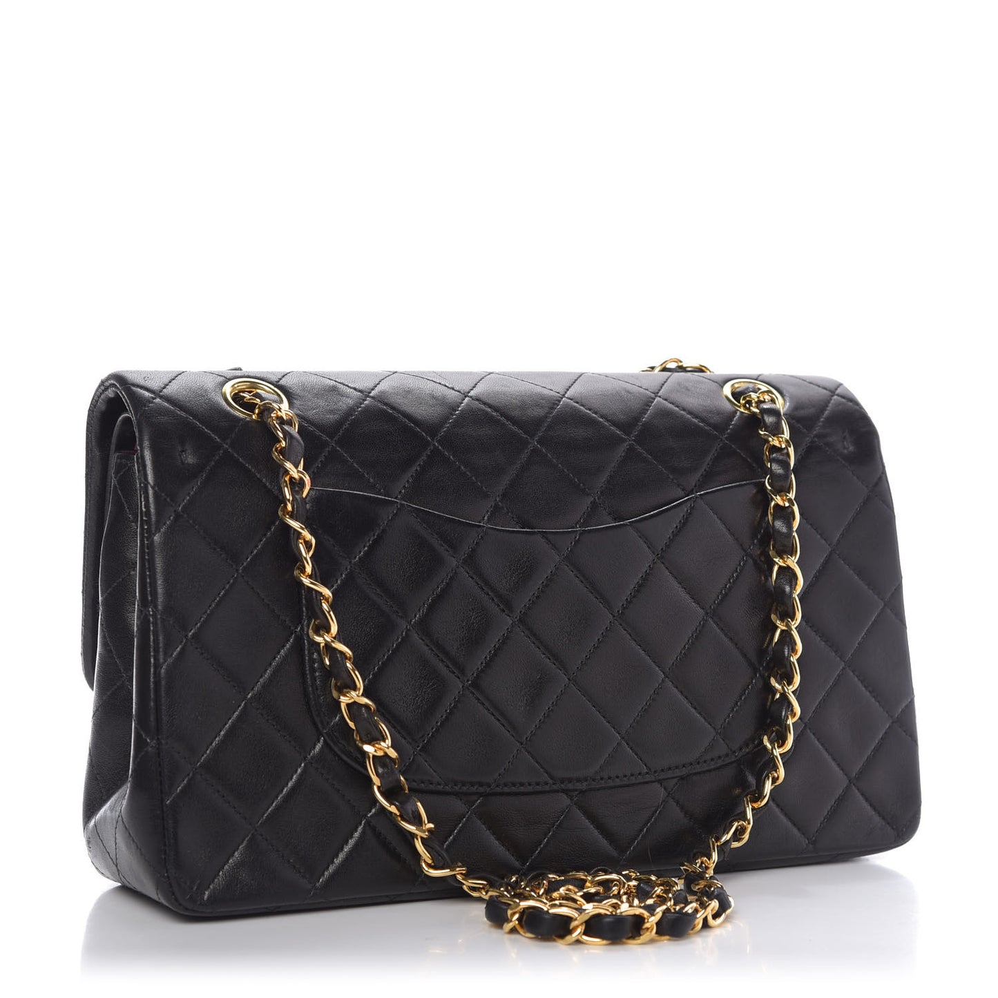 Lambskin Quilted Medium Double Flap Black