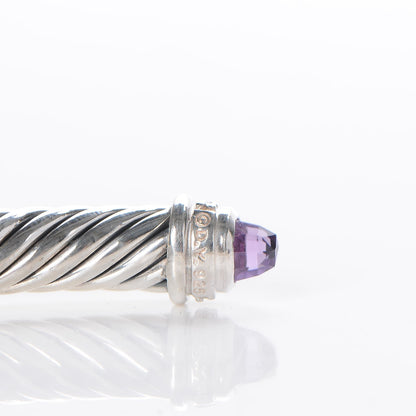 David Yurman Sterling Silver Diamond Amethyst 5mm Cable Classics Bracelet 5 of 5