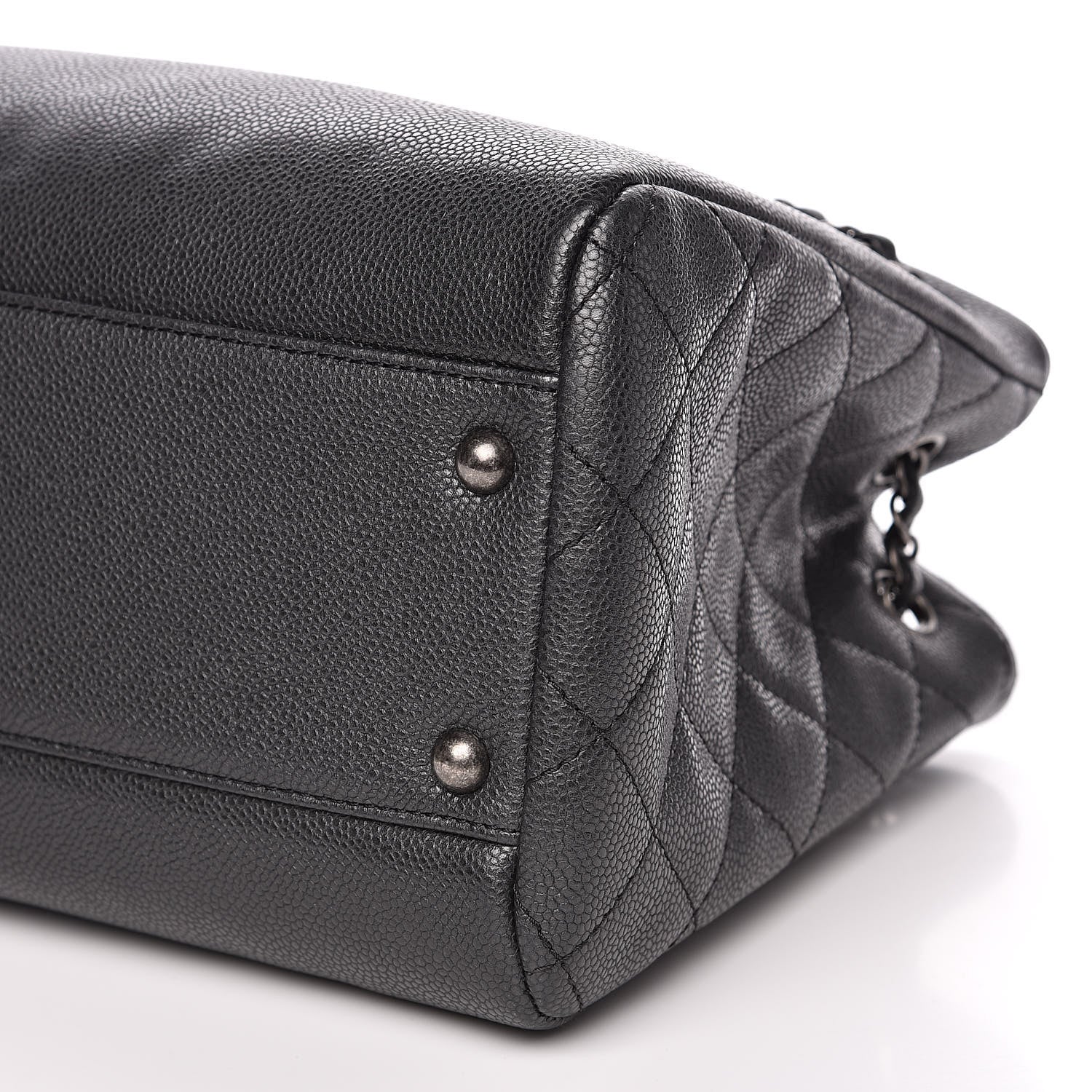 Chanel Metallic Grained Calfskin Medium Woven Chain Shopping Tote Black 10 of 13