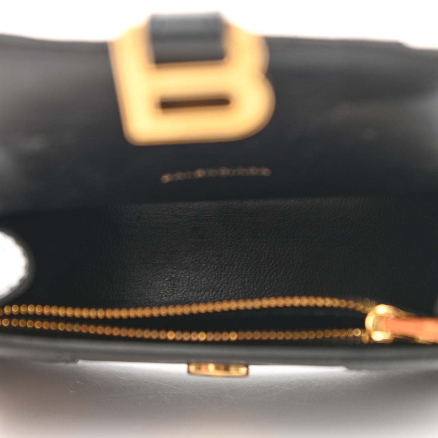 Shiny Box Calfskin Hourglass Chain Cardholder Black