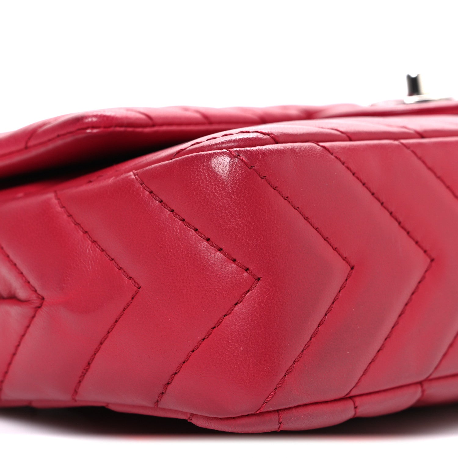 Chanel Lambskin Chevron Quilted Medium Single Flap Dark Pink 9 of 10