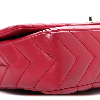 Chanel Lambskin Chevron Quilted Medium Single Flap Dark Pink 9 of 10