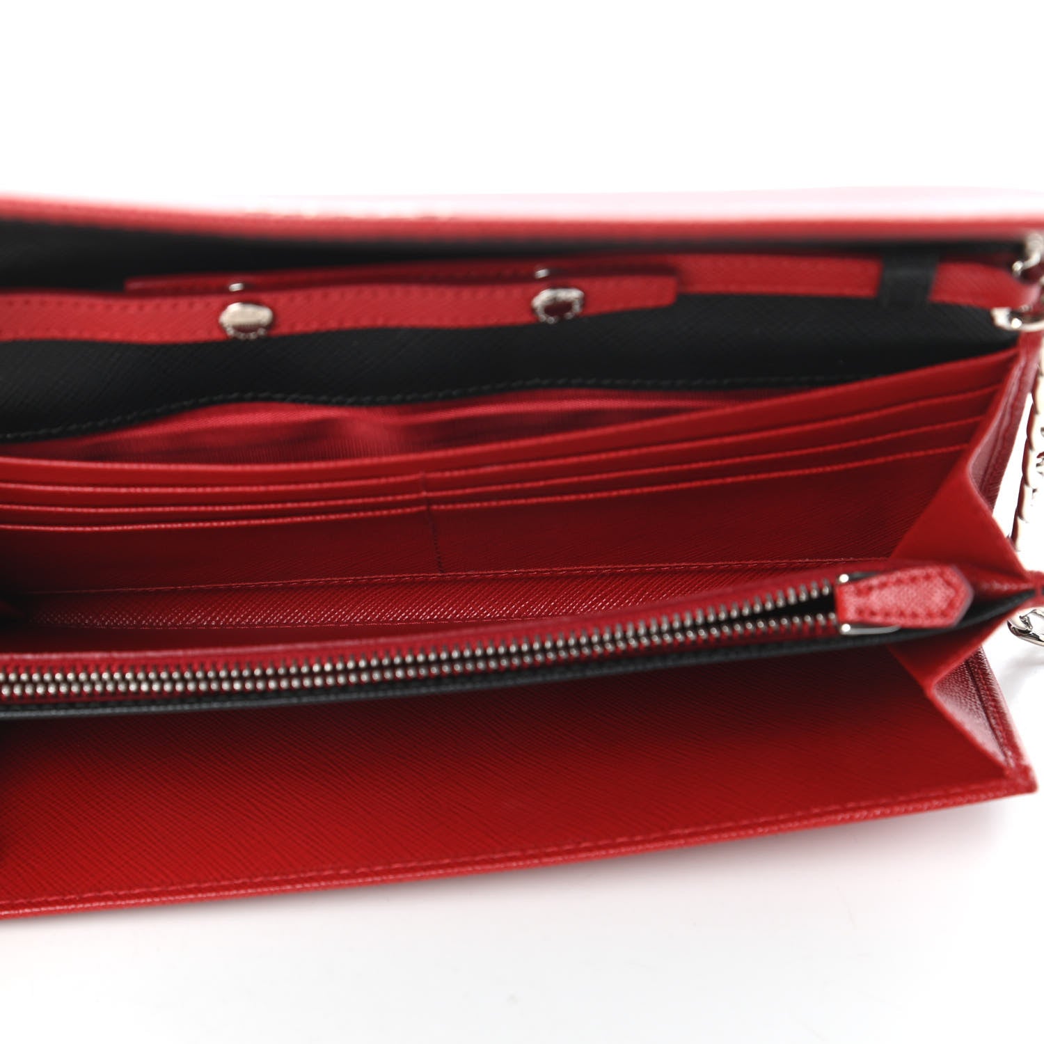 Prada Saffiano Bi-Color Wallet on Chain Fuoco Black 5 of 11