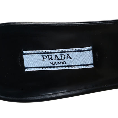 Prada Spazzolato Logo 75mm Slide Sandals 39 Black 7 of 8