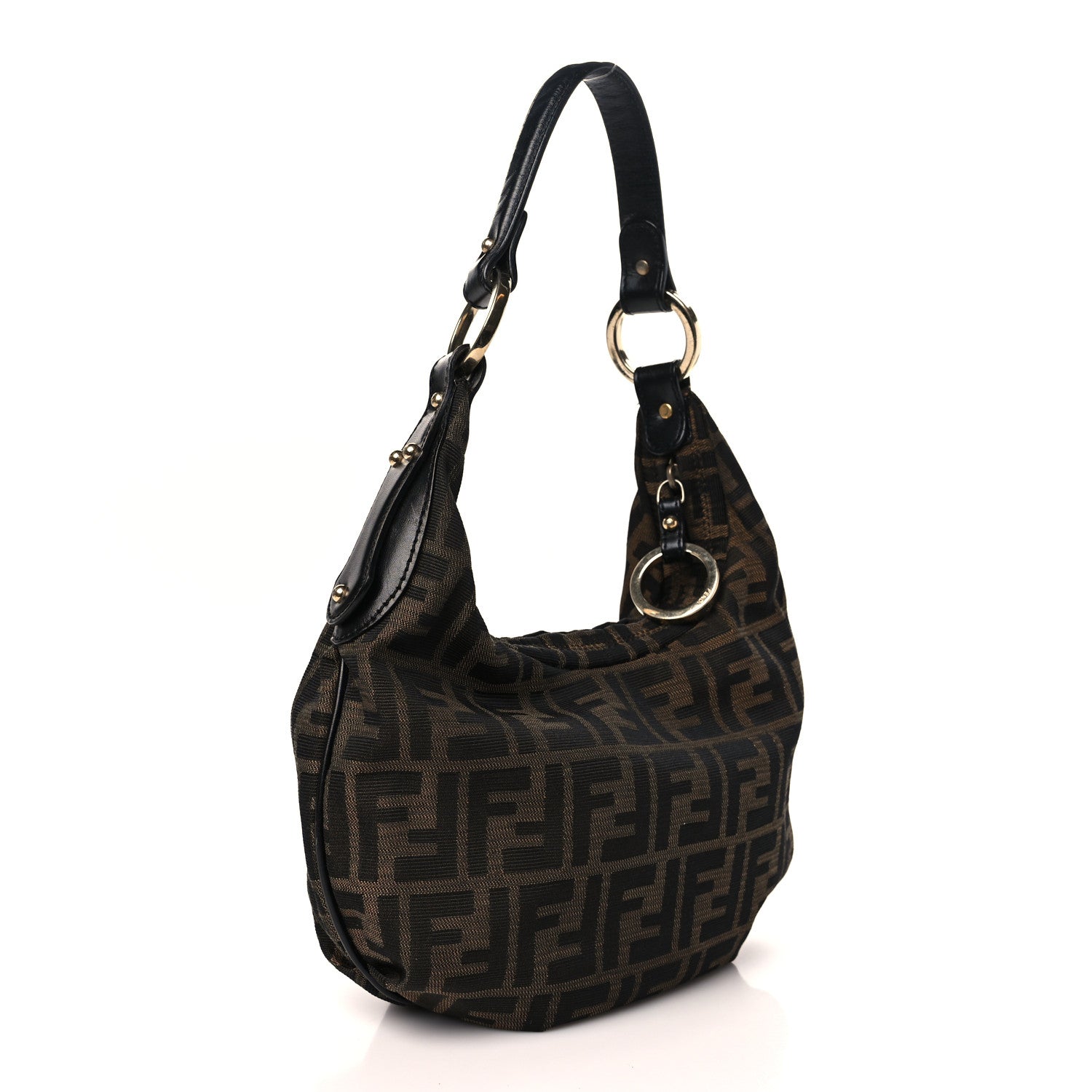 Fendi Zucca Cuoio Lucido Small Chef Hobo Tobacco Moro 3 of 9