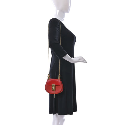 Chloe Grained Calfskin Lambskin Mini Drew Shoulder Bag Coral Pop 2 of 10