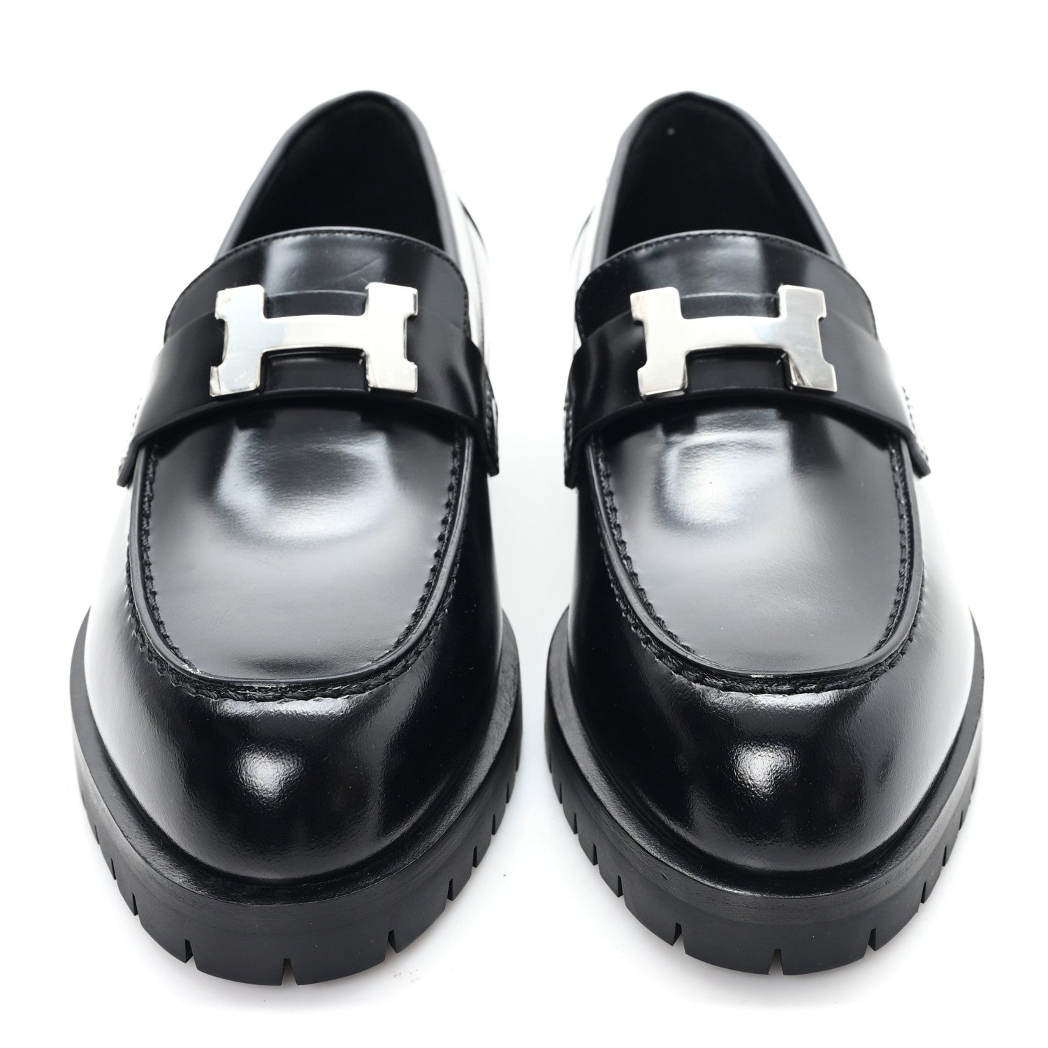 Hermes Calfskin Womens Faubourg Loafers 35 Black 3 of 10