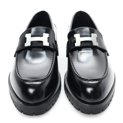 Hermes Calfskin Womens Faubourg Loafers 35 Black 3 of 10
