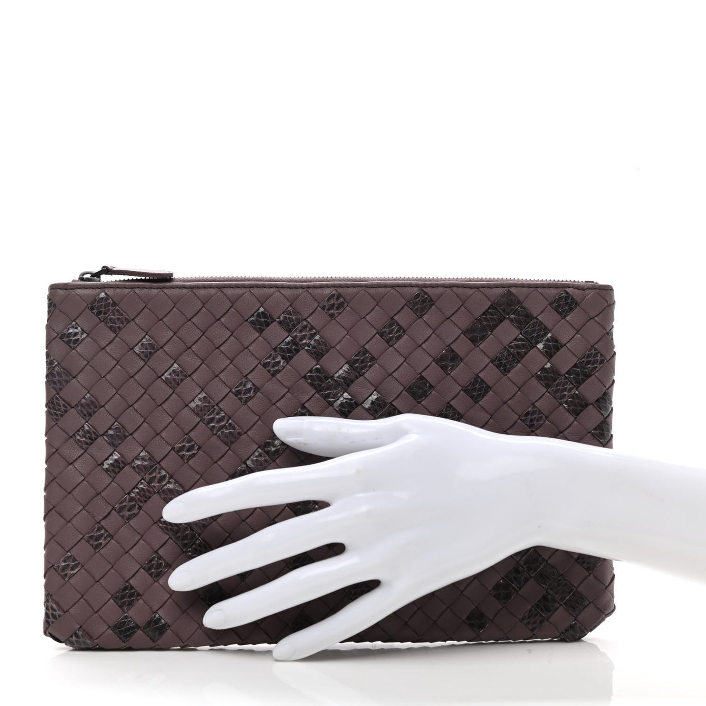Nappa Intrecciato Elaphe Flat Zip Billetto Pouch Watteau