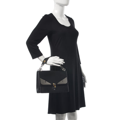 Fendi Vitello Liberty Lucido Metal Monster Eyes Studded Kan I Shoulder Bag Black 2 of 10