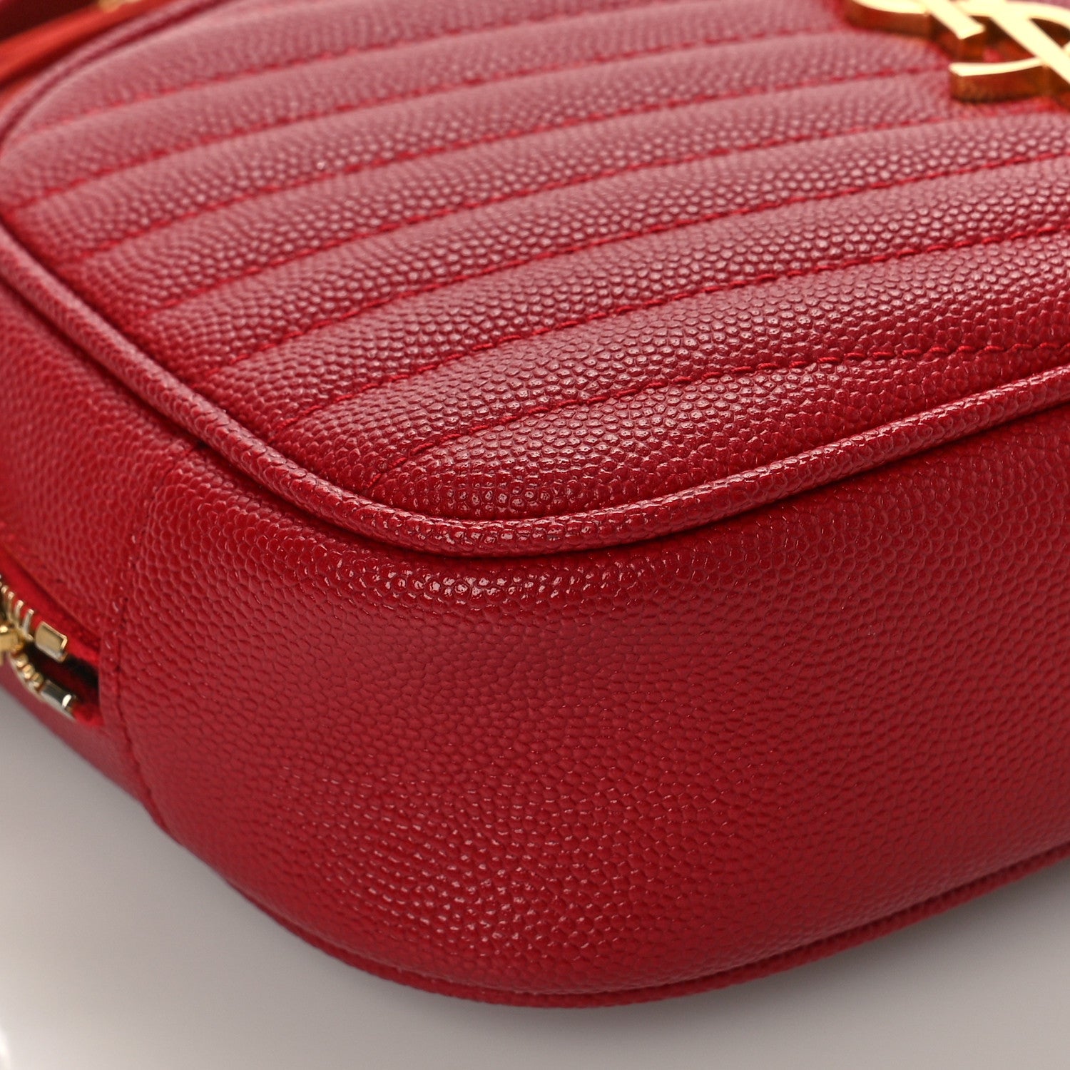 Saint Laurent Grain De Poudre Matelasse Monogram Mini Lou Camera Bag Eros Red 7 of 8