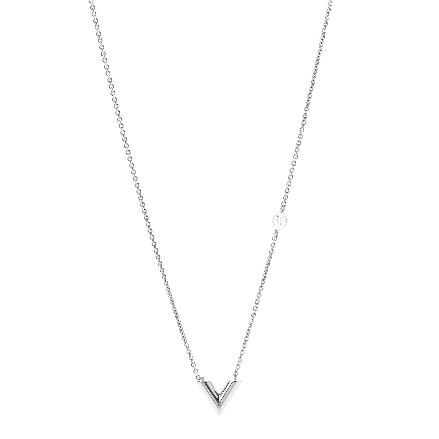 Louis Vuitton Metal Essential V Supple Necklace Silver 1 of 6
