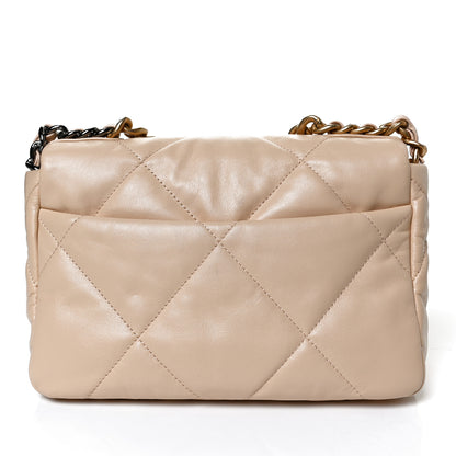 Chanel Shiny Goatskin Quilted Medium Chanel 19 Flap Beige 11 of 15