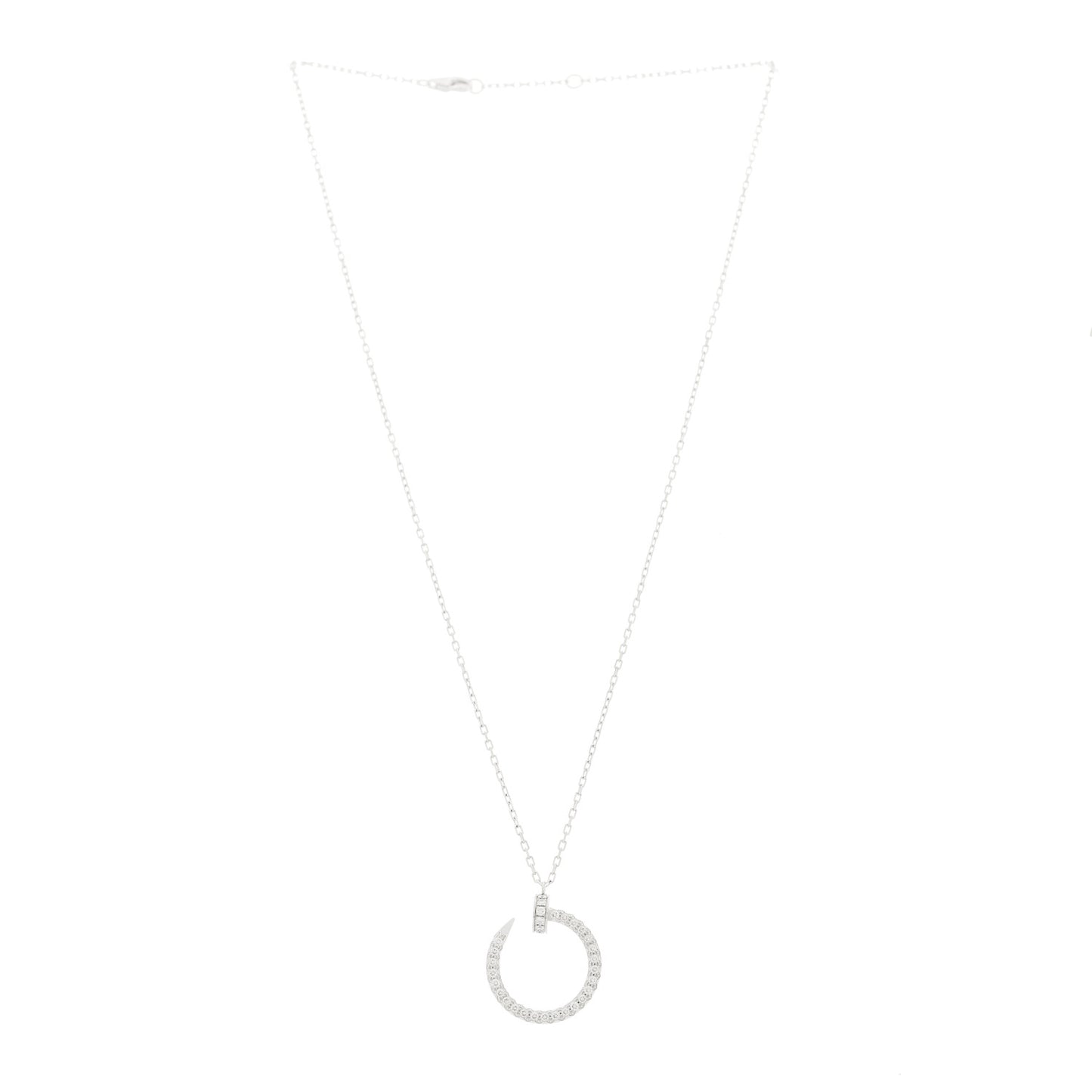 18K White Gold Diamond Juste Un Clou Paved Pendant Necklace