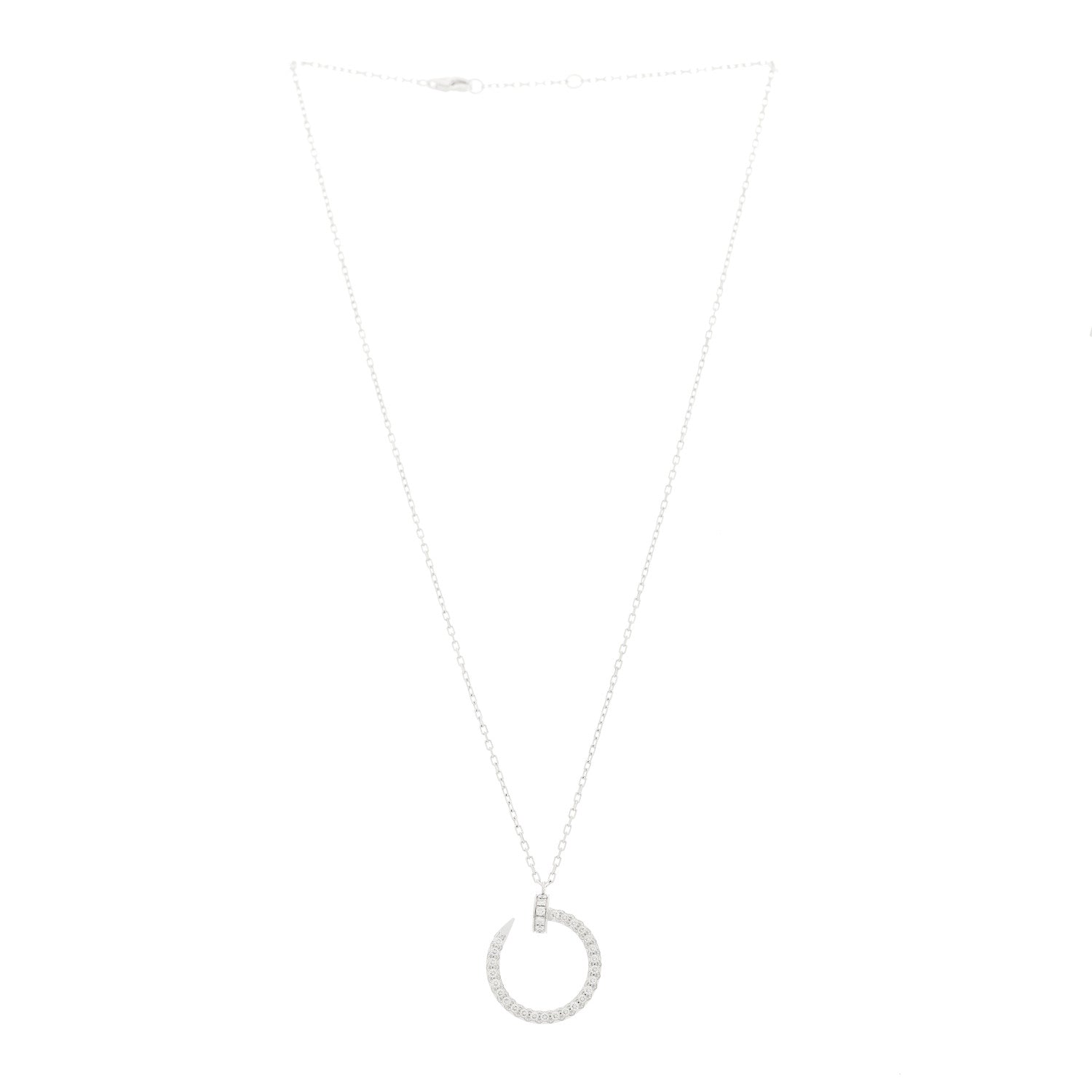 Cartier 18K White Gold Diamond Juste Un Clou Paved Pendant Necklace 3 of 6