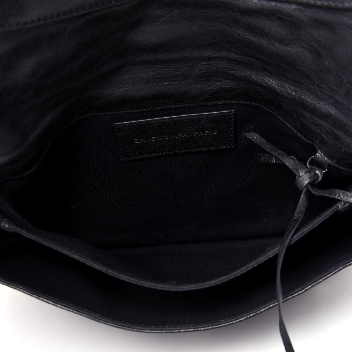 Agneau Giant 21 Silver Hardware Envelope Clutch Black