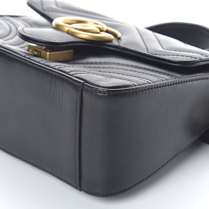 Gucci Calfskin Matelasse Mini GG Marmont Top Handle Shoulder Bag Black 9 of 9