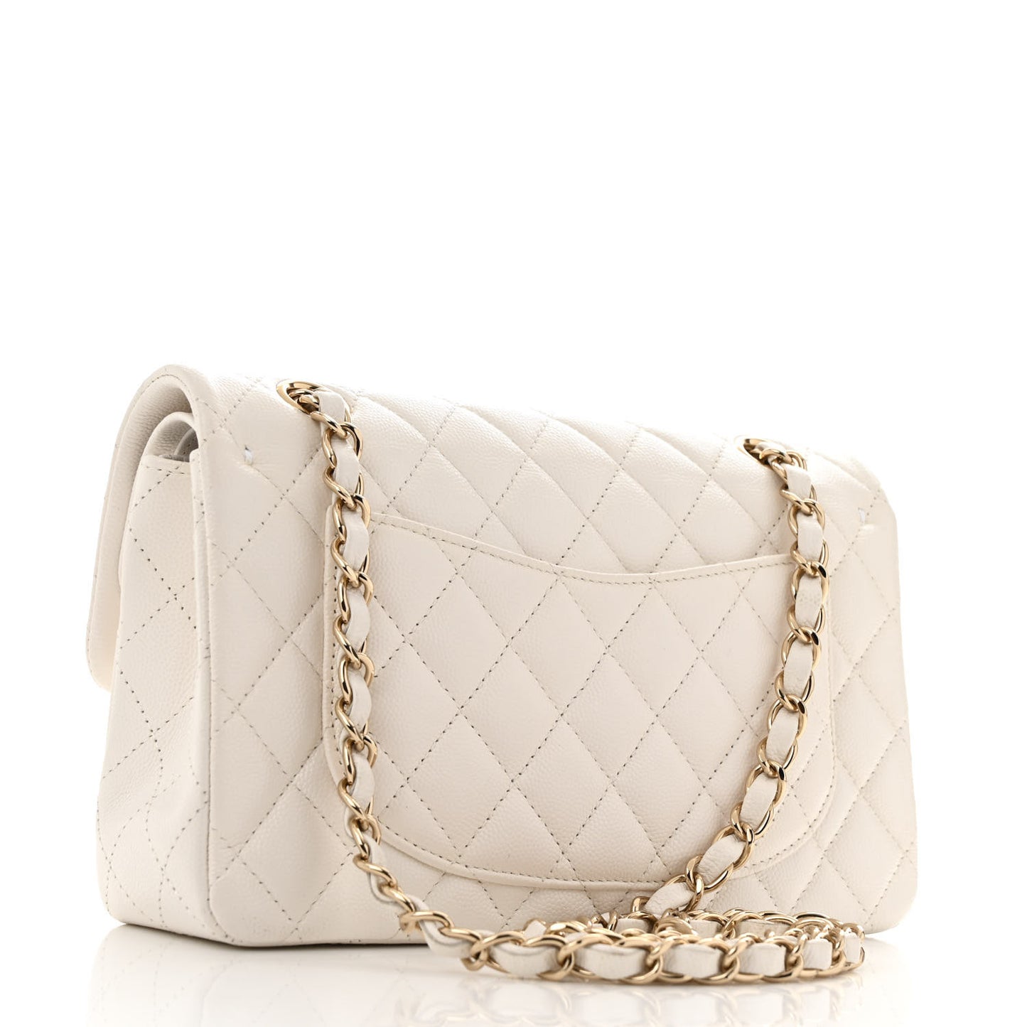 Caviar Quilted Small Double Flap White