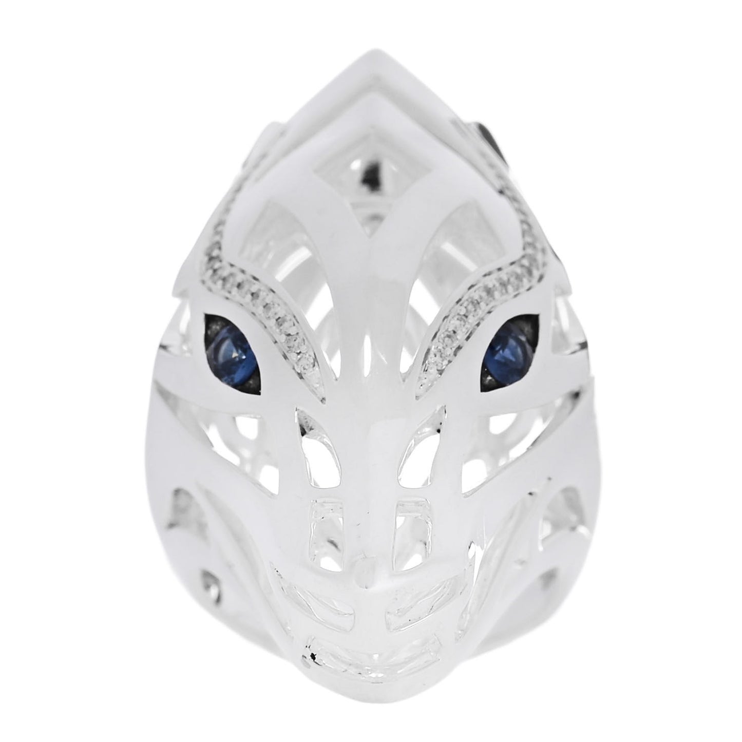 Sterling Silver Diamond Blue Sapphire Naga Ring 50 5.25