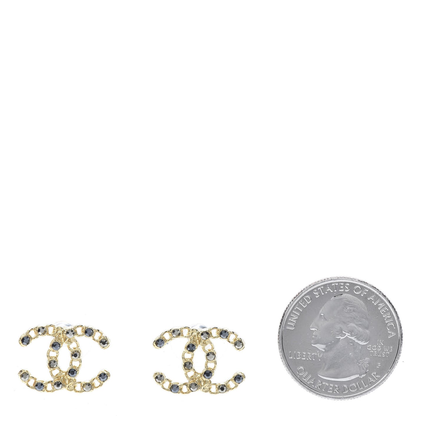 Crystal CC Chain Earrings Gold Black