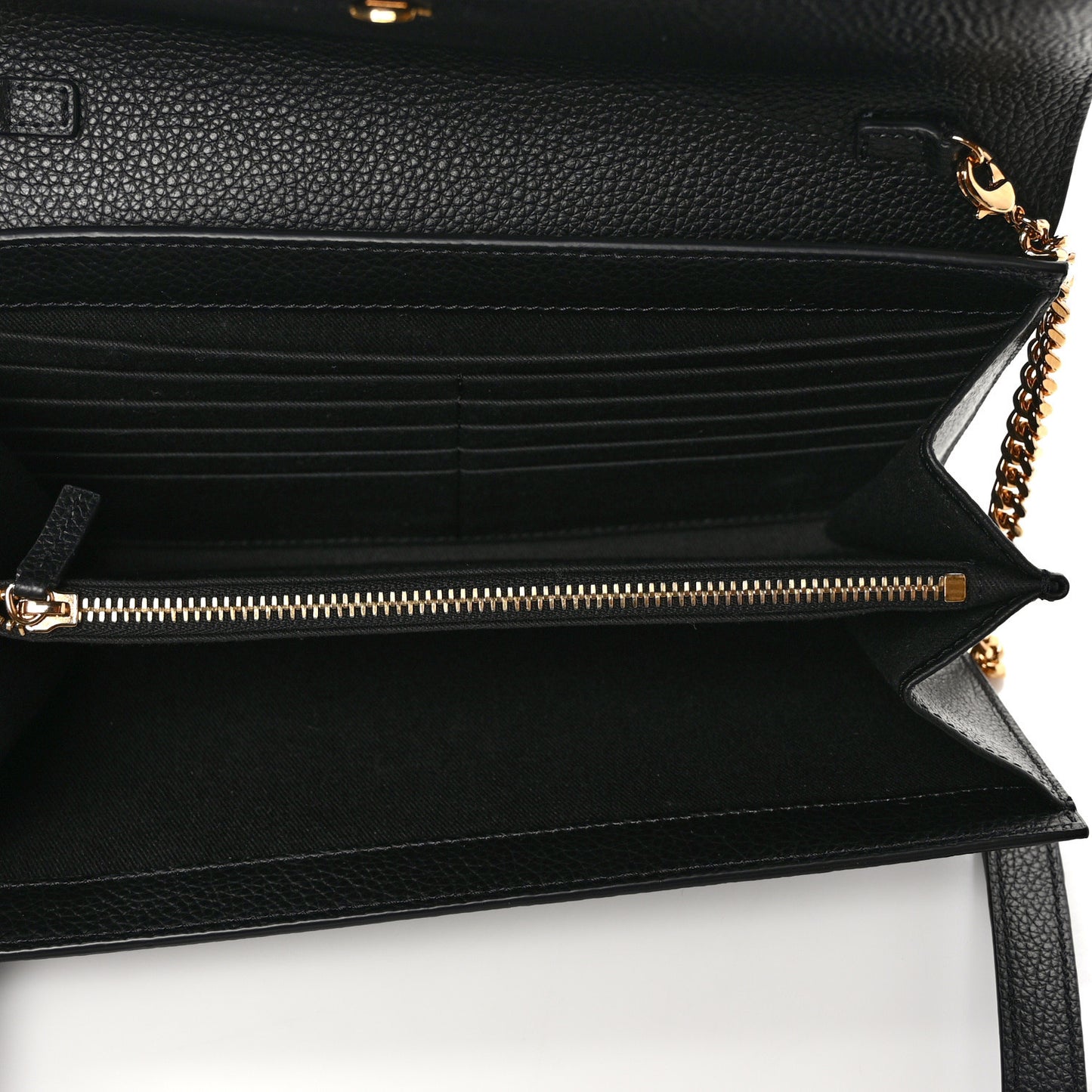 Grained Calfskin Virtus Wallet On Chain Black