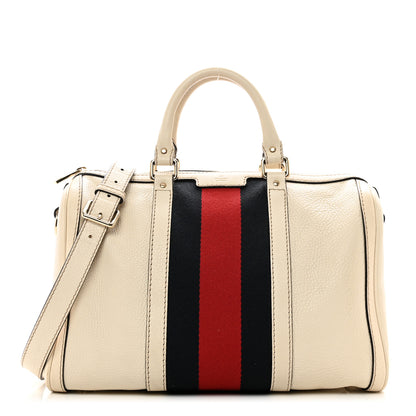 Gucci Calfskin Vintage Web Medium Boston White 1 of 14
