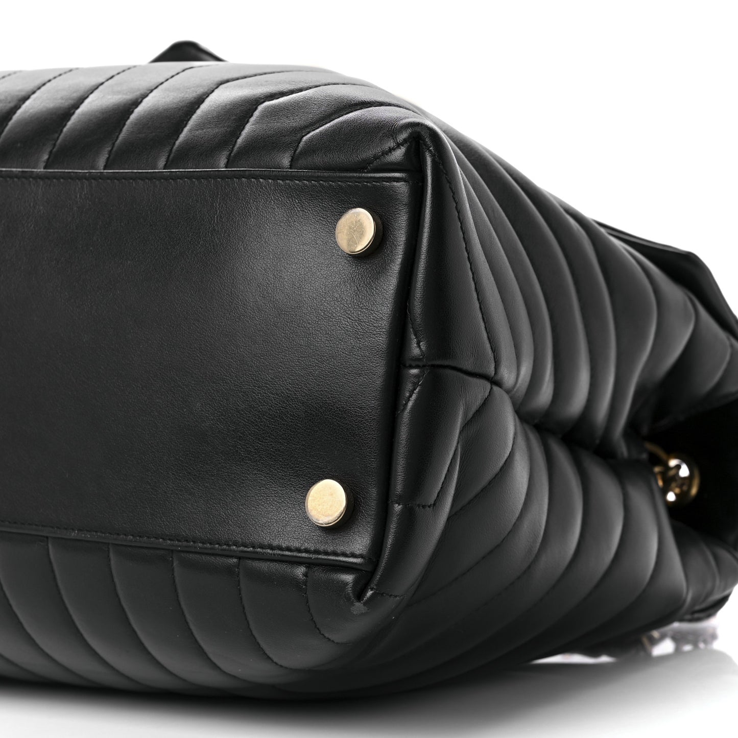 Calfskin Y Quilted Monogram Large Loulou Chain Satchel Black