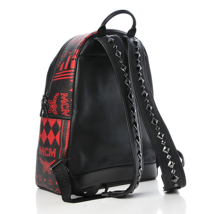 MCM Visetos Studded Baroque Print Stark Backpack Black Ruby Red 3 of 12