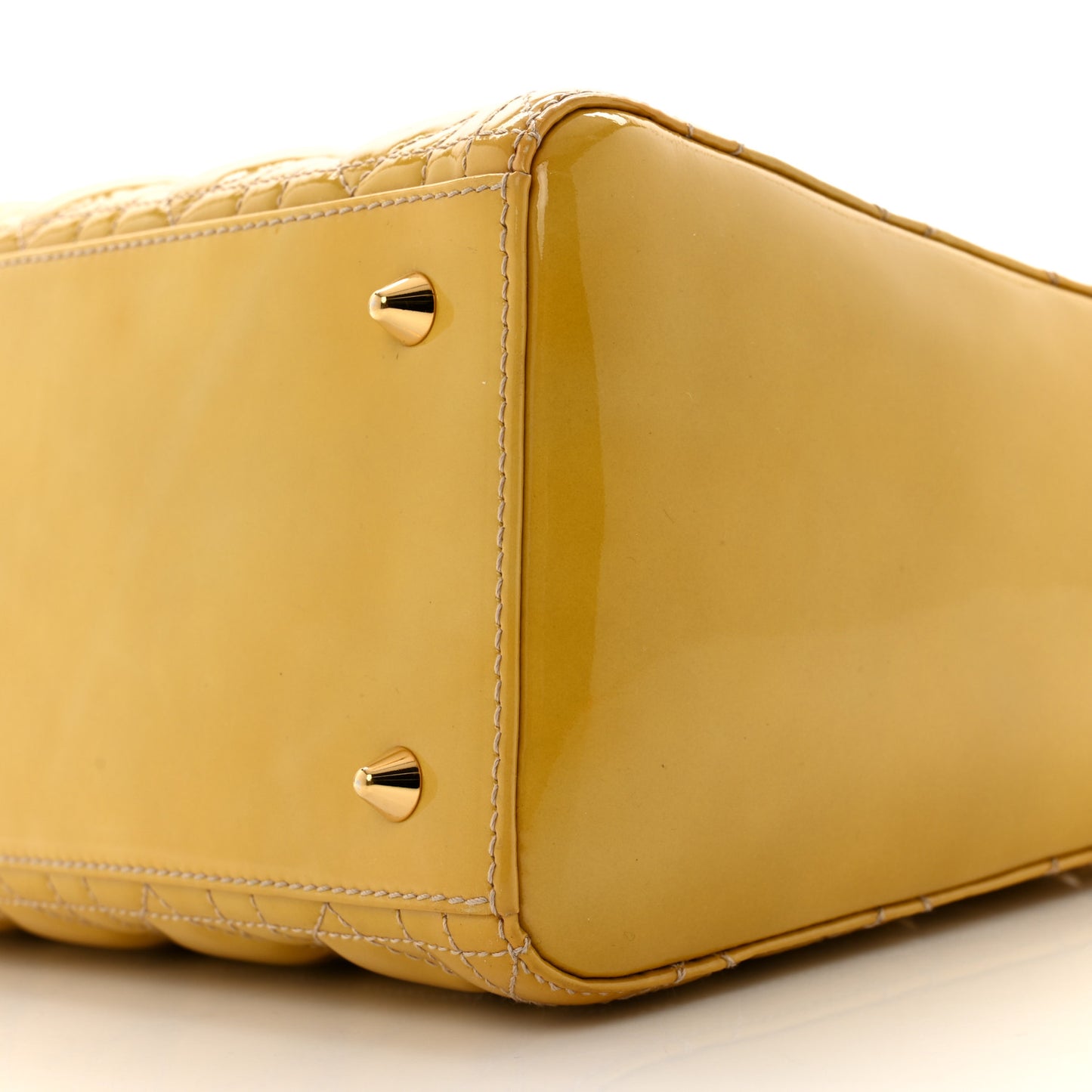 Patent Cannage Medium Lady Dior Beige