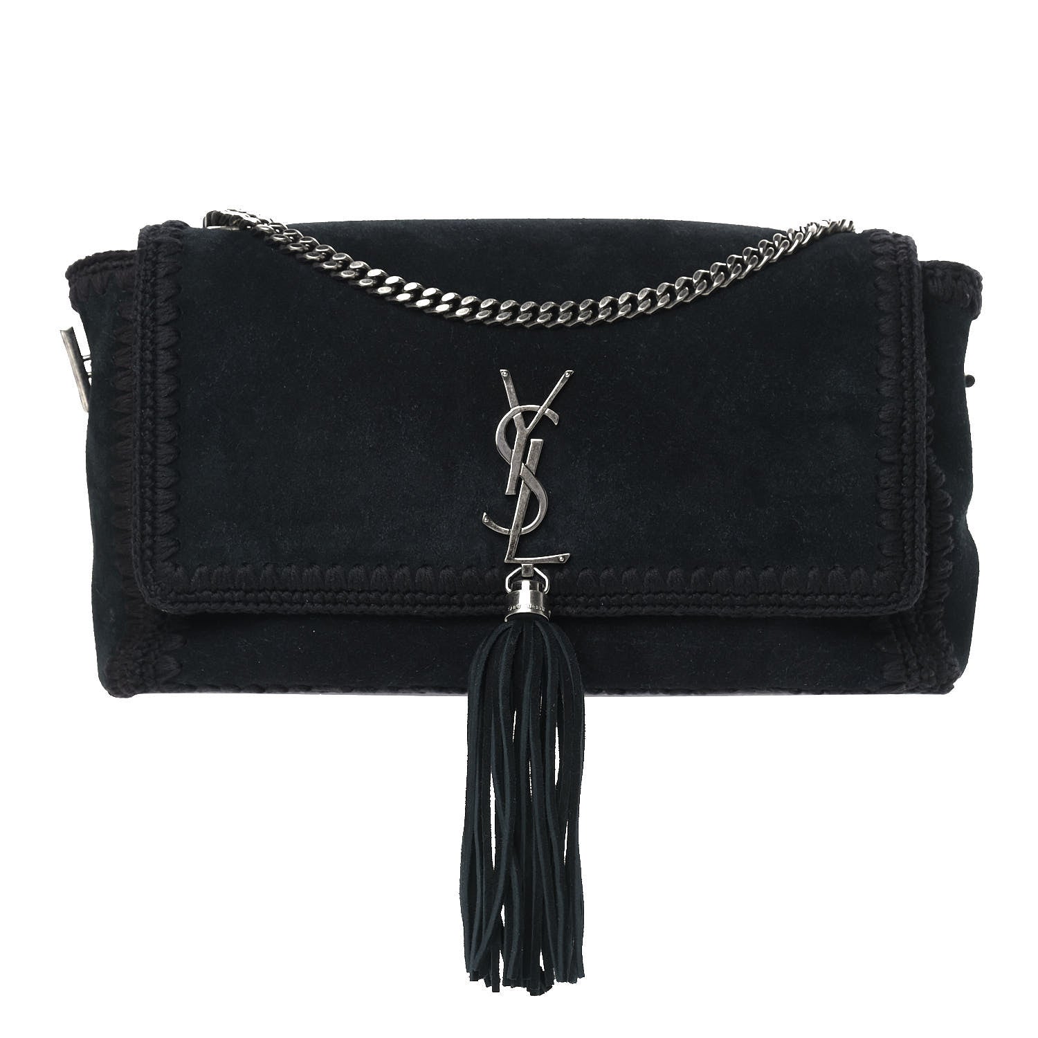 Saint Laurent Suede Monogram Medium Kate Whipstitch Shoulder Bag Black 1 of 10