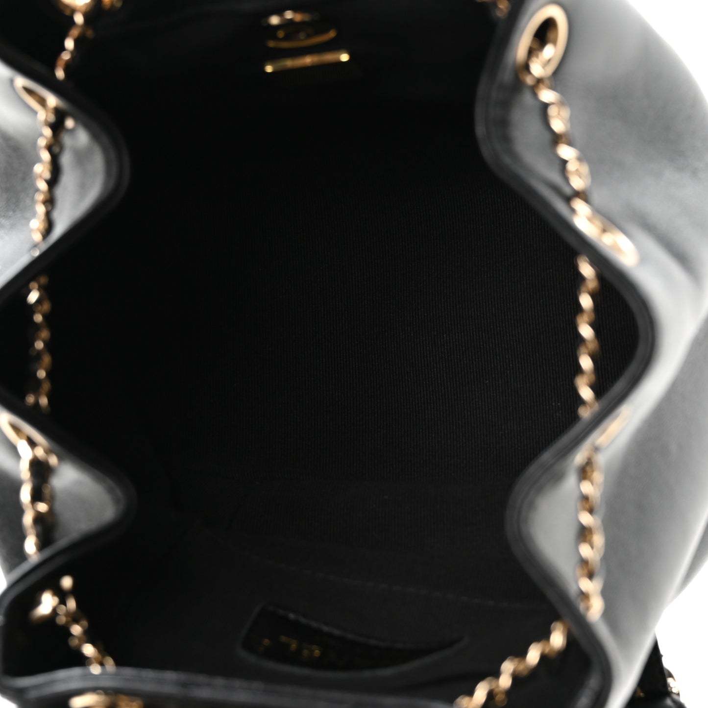 Lambskin Quilted Small Duma Drawstring Backpack Black