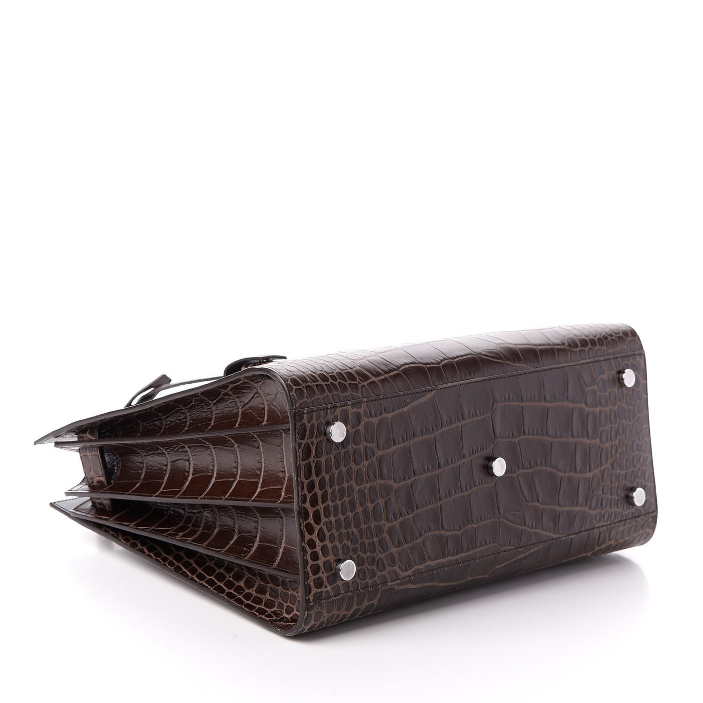 Calfskin Crocodile Embossed Small Sac De Jour Brown