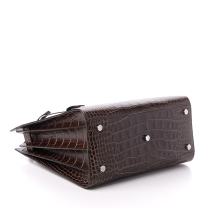 Saint Laurent Calfskin Crocodile Embossed Small Sac De Jour Brown 4 of 9