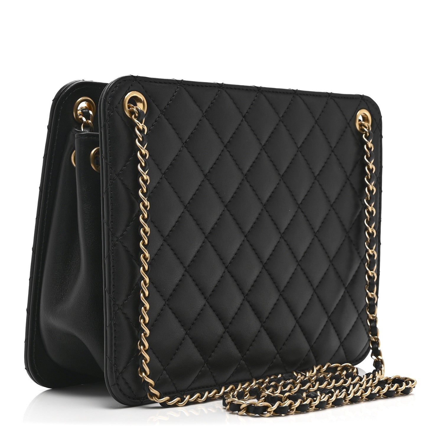 Chanel Calfskin Quilted CC Chain Accordion Tote Black 3 of 11