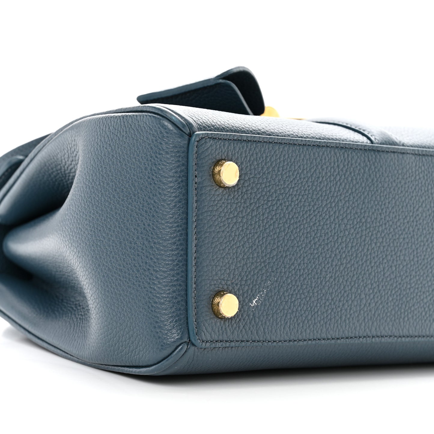 Grained Calfskin Small 16 Top Handle Bag Petrol