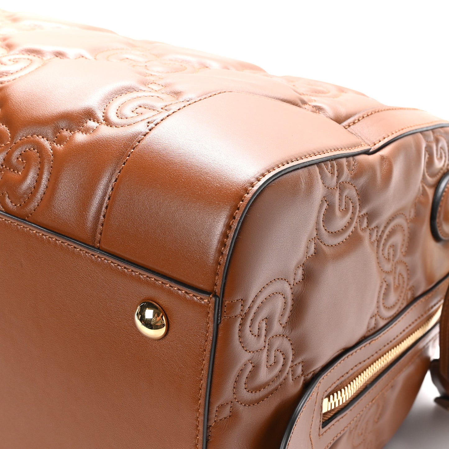 Calfskin GG Matelasse Medium Duffle Bag Peanut Brown