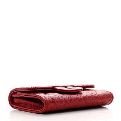 Chanel Caviar Quilted Flap Card Holder Wallet Dark Red 4 of 9
