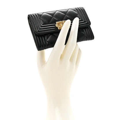 Chanel Lambskin Quilted Boy Flap Card Holder Black 2 of 12