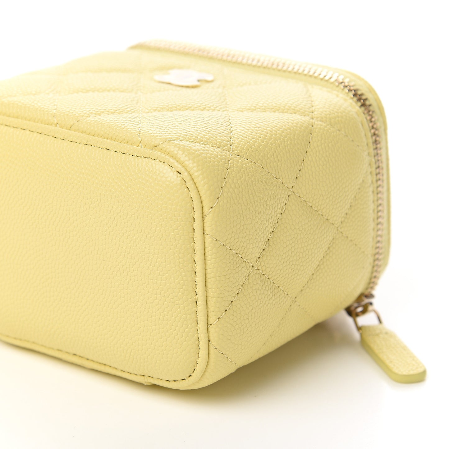 Caviar Quilted Mini Vanity Case With Chain Yellow